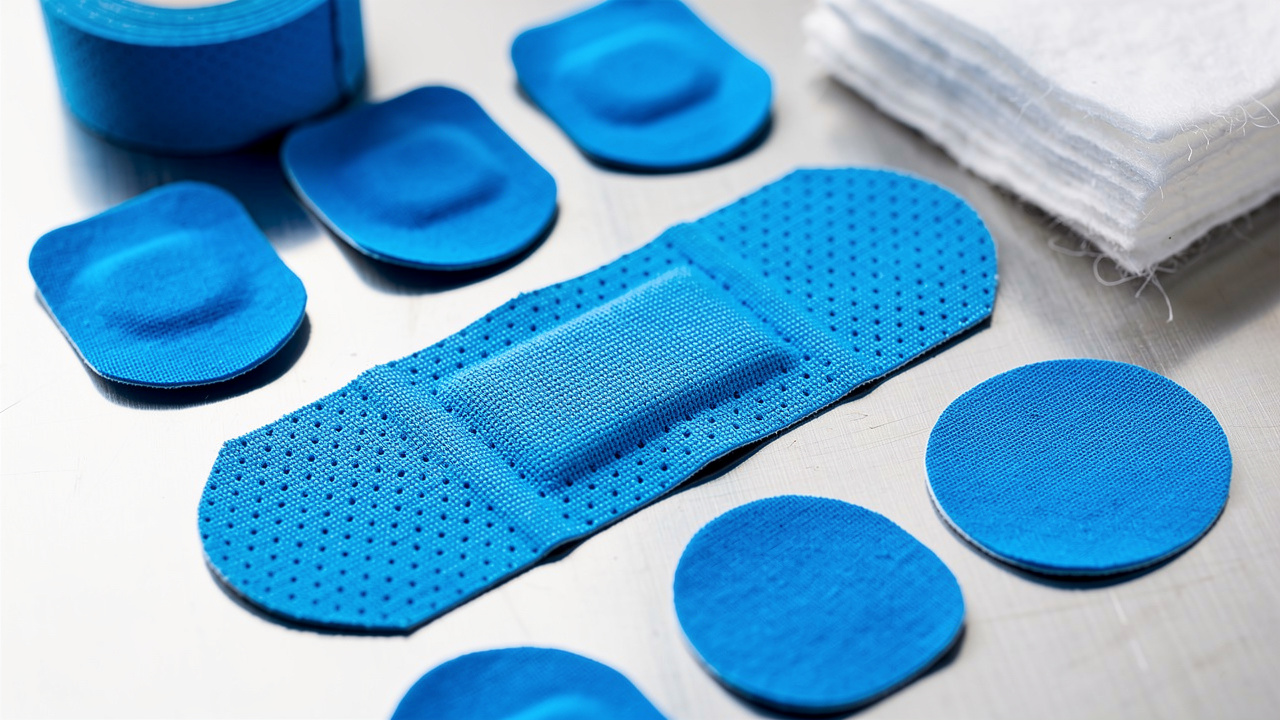 Blue detectable bandages and wound care supplies