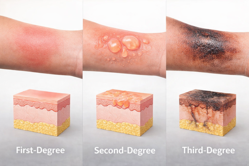 Types of Burns Degrees: First, Second, Third