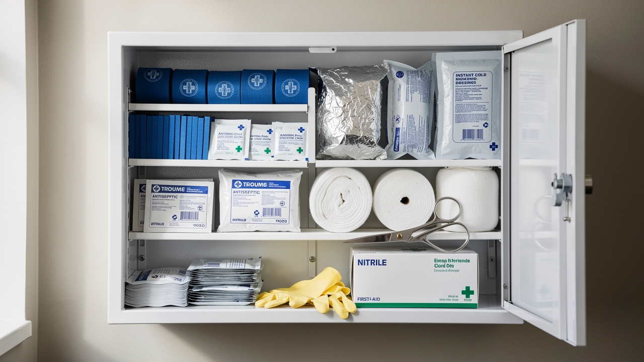 Organized ANSI Class B first aid kit contents