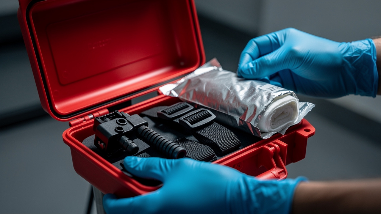 Stop the Bleed kit with tourniquet and trauma supplies for school first aid kit