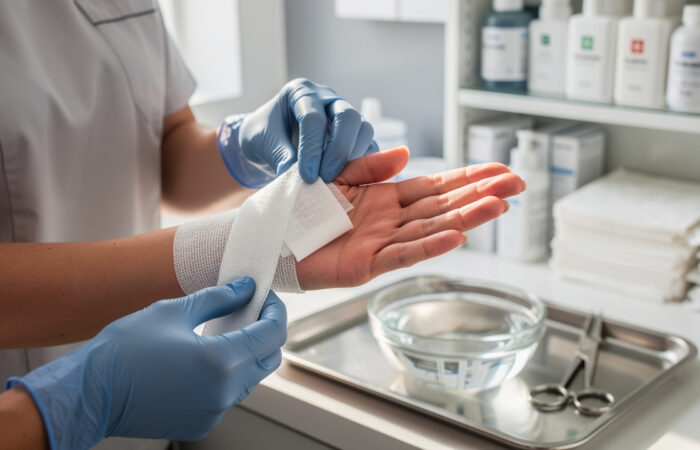 burn treatment supplies at workplace