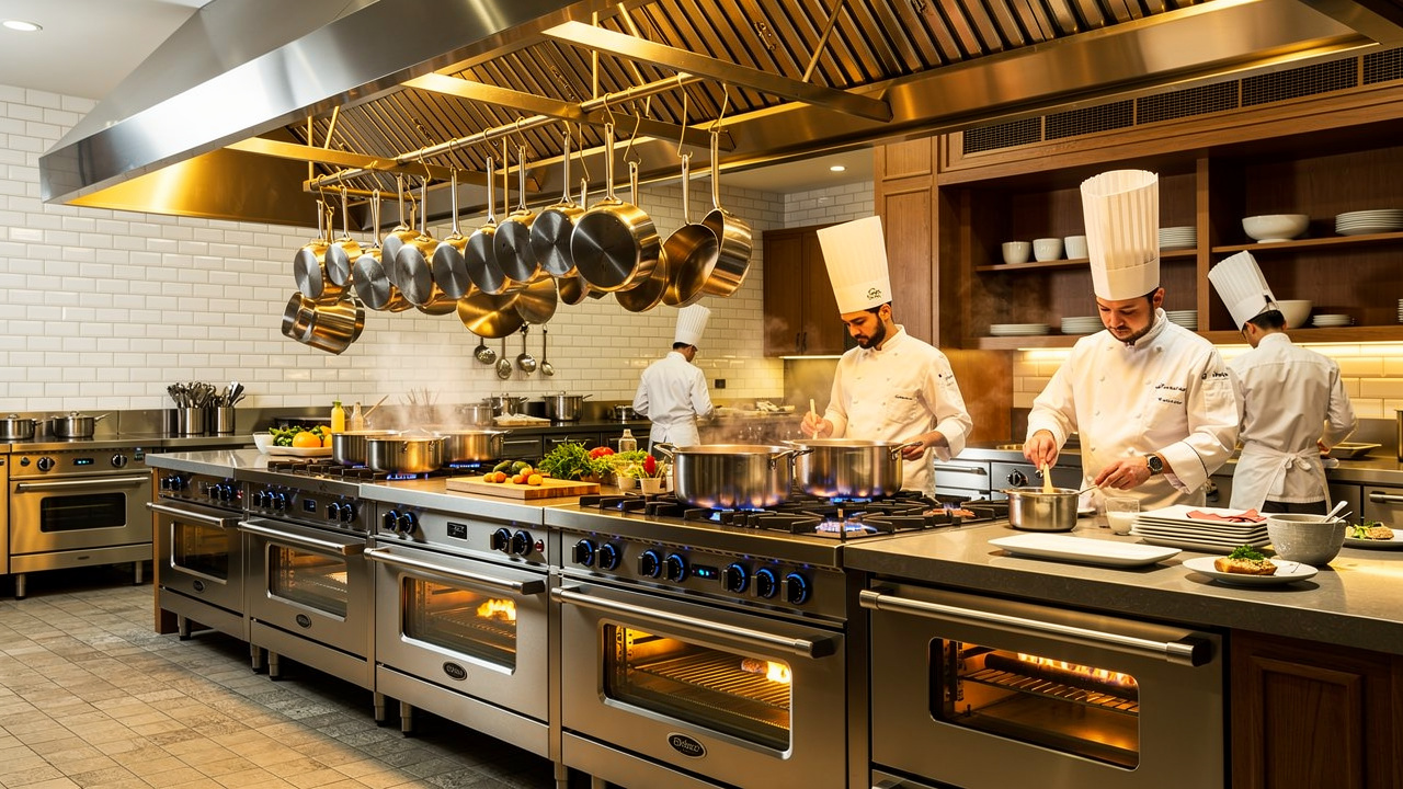 First aid for kitchen burns in a chefs kitchen