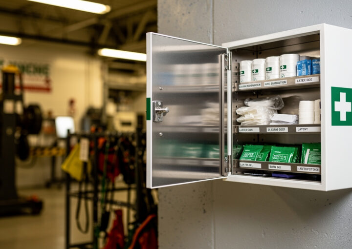 wall mounted first aid station workplace