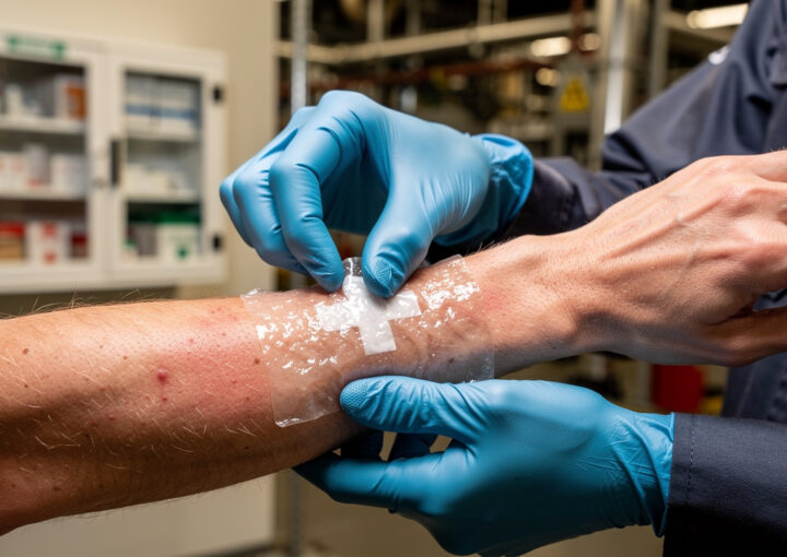 workplace burn dressing application